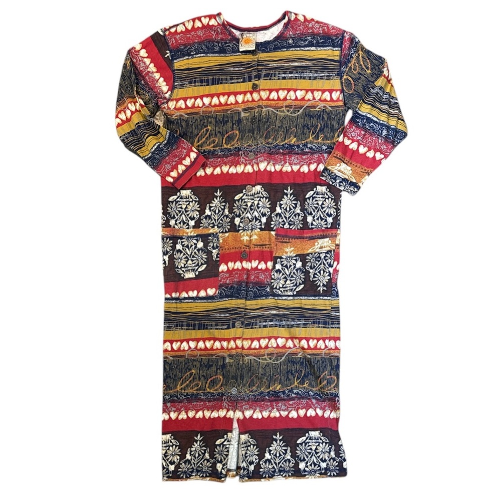 Chicos Vintage 90s Bohemian Patchwork Button Down… - image 1